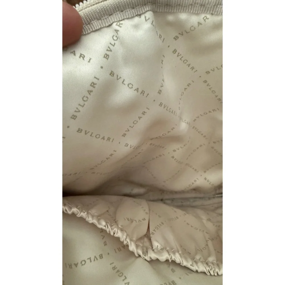 BVLGARI PARFUMS‎ Emirates Cosmetic Bag Pouch Clutch Beige Gold Zipper